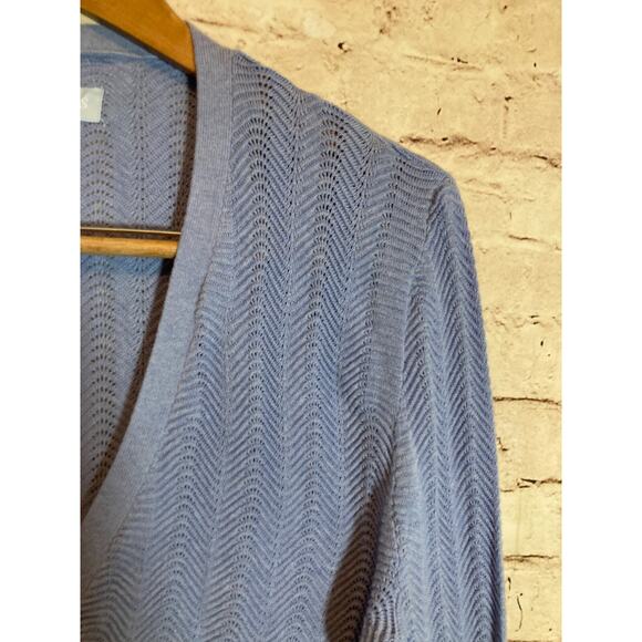 Burgess Pointelle Cardigan Women Large Silk Blend Baby Blue Soft Girl Beachy - Picture 3 of 12